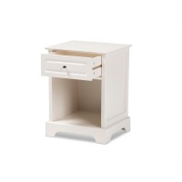 Baxton Studio Chase Modern Transitional White Finished 1-Drawer Wood Nightstand