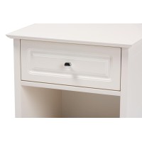 Baxton Studio Chase Modern Transitional White Finished 1-Drawer Wood Nightstand