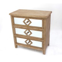 Homeroots Traditional Mirrored Wooden Cabinet With 3 Drawers