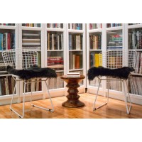 Homeroots Sheepskin, Microsuede, Po 17 X 17 Black Sheepskin Chair Seat Cover