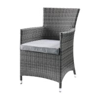 Homeroots Synthetic Wicker, Glass, 24 X 24 X 35 3Pc Gray Fabric And Wicker Patio Bistro Set