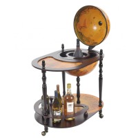 Homeroots Multiple Colors Wood 20 X 32 X 36 Red Globe Drink Trolley