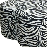 Homeroots Black/White Wood, Polyurethane Foam: 97%, Polyester Fabric: 3% Funky Black White Pink Zebra Storage Ottoman Four Piece Set