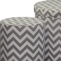 Homeroots Grey Wood, Polyurethane Foam: 97%, Polyester Fabric: 3% Gray And White Chevron Ottoman Two Piece Set