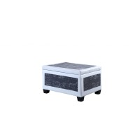 Homeroots Blue/White Wood, Polyurethane Foam: 97%, Polyester Fabric: 3% Black Postcard Faux Leather Storage Bench And Two Ottomans