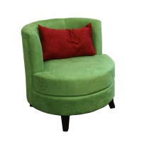 Homeroots Wood, Polyurethane Foam: 97%, Polyester Fabric: 3% 31 Green Microfiber Retro Round Accent Chair With Contrast Pillow