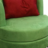 Homeroots Wood, Polyurethane Foam: 97%, Polyester Fabric: 3% 31 Green Microfiber Retro Round Accent Chair With Contrast Pillow