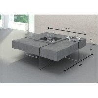 Homeroots Grey Laminate Wood, Glass Modern Gray Faux Concrete And Glass Floating Coffee Table
