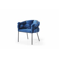 Homeroots Blue Geo Velvet And Black Velvet Dining Chair