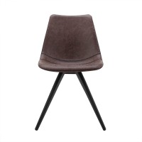 Homeroots Eco-Leather, Metal Set Of Two Brown Modern Dining Chairs
