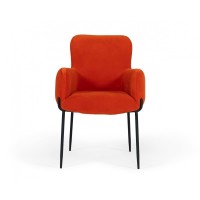Homeroots Fabric, Metal Orange Velvet Dining Chair