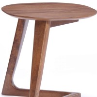 Homeroots Mod Walnut Wood Asymmetric End Table