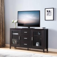Homeroots Particle Board/Mdf Modern Rustic Red Cocoa Tall Tv Stand With Two Glass Cabinets