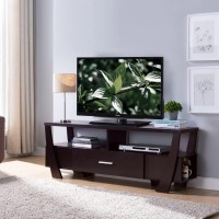 Homeroots Particle Board/Mdf Red Cocoa Stylish Curved Legs Tv Stand With Drawers