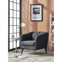 Homeroots 30 Contemporary Dark Grey Fabric Curved Arm Accent Chair