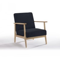 Homeroots 31 Black And Natural Oak Low Seat Modern Armchair