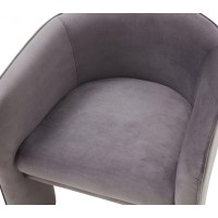 Homeroots Dark Grey 28 Contemporary Dark Gray Velvet Three Legged Chair