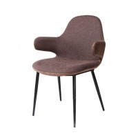 Homeroots 33 Stylish Brown Fabric And Faux Leather Accent Chair