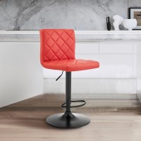 Homeroots Plywood, Metal, Faux Leather Red Faux Leather Swivel Adjustable Bar Stool