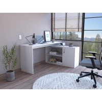 Homeroots Sleek White L Shape Office Desk