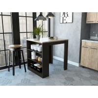 Homeroots Black Wengue - Pine Stylish Black Wengue And Pine Kitchen Counter And Dining Table Combination