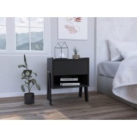 Homeroots Sleek And Trendy Black Bedroom Nightstand