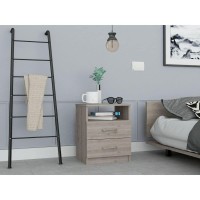 Homeroots Modern And Stylish Light Grey Particle Bedroom Nightstand