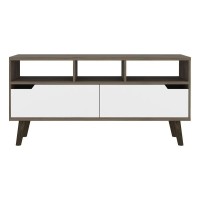 Homeroots Multi-Color Stylish Dark Walnut And White Television Stand