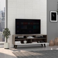 Homeroots Multi-Color Stylish Dark Walnut And White Television Stand