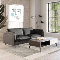 Homeroots Grey, Dark Grey Modern 87 Two Tone Grey Sofa With Reversible Cushions
