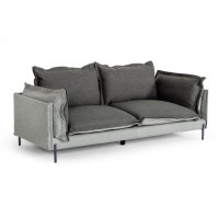 Homeroots Grey, Dark Grey Modern 87 Two Tone Grey Sofa With Reversible Cushions