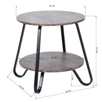 Homeroots 18 Black And Dark Brown Manufactured Wood And Steel Round End Table
