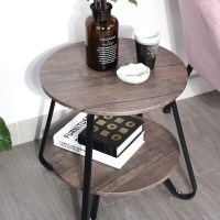 Homeroots 18 Black And Dark Brown Manufactured Wood And Steel Round End Table