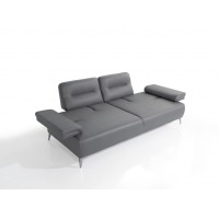 Homeroots Light Grey Convertible Leather Sofa Metal
