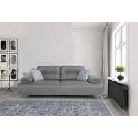 Homeroots Light Grey Convertible Leather Sofa Metal