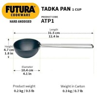 Hawkins Futura 1 Cup Tadka Pan, Hard Anodised Spice Heating Pan, 240 ml Pan, Black (ATP1), Aluminium