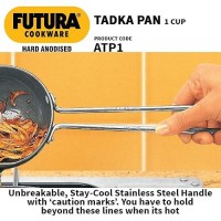 Hawkins Futura 1 Cup Tadka Pan, Hard Anodised Spice Heating Pan, 240 ml Pan, Black (ATP1), Aluminium