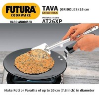 Hawkins Futura 26 cm Tava, Hard Anodised Tawa with Plastic Handle, Extra Thick Tawa, Black (AT26XP)