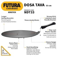 Hawkins Futura Nonstick Dosa Tava, Diameter 33 cm, Thickness 4.88 mm (Black) NDT33