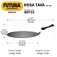 Hawkins Futura Nonstick Dosa Tava, Diameter 33 cm, Thickness 4.88 mm (Black) NDT33