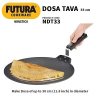 Hawkins Futura Nonstick Dosa Tava, Diameter 33 cm, Thickness 4.88 mm (Black) NDT33