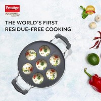 Prestige Omega Select Plus Non Stick Paniyarakkal | Glass Lid | Black | 20 cm | 7 Pits |Residue Free Coating |Metal Spoon Friendly | Ergonomic Handle