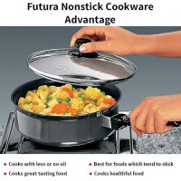 Hawkins Futura 3.25 Litre Curry Pan, Non Stick Saute Pan with Glass Lid, Deep Pan for Frying, Black (NCP325G)