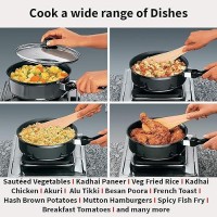 Hawkins Futura 3.25 Litre Curry Pan, Non Stick Saute Pan with Glass Lid, Deep Pan for Frying, Black (NCP325G)