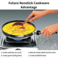 Hawkins Futura 24 cm Frying Pan, Non Stick Fry Pan, Rounded Side Frypan for Easy Stirring, Black (NF24R)