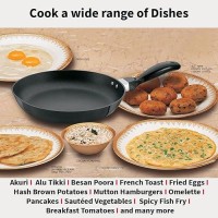 Hawkins Futura 24 cm Frying Pan, Non Stick Fry Pan, Rounded Side Frypan for Easy Stirring, Black (NF24R)