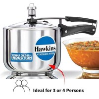 Hawkins 3 Litre Pressure Cooker, Stainless Steel Inner Lid Cooker, Tall Design Cooker, Induction Cooker, Silver (HSS3T)