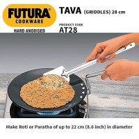 Hawkins Futura 28 cm Tava, Hard Anodised Tawa with Stainless Steel Handle, Black (AT28)