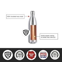 Cello Swift Thermosteel Water Bottle 1000ml, Silver | 24 Hours Hot & Cold | Rust & Leak Proof | Ideal for Office, Gym, Home, Kitchen, Hiking, Trekking, Travel Bottle