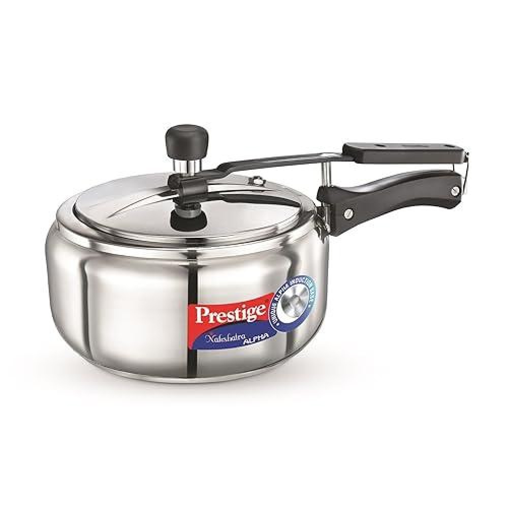 Prestige Nakshatra Alpha Stainless Steel Inner Lid Pressure Cooker, 3.5 Litres, Silver, 3.5 Liter